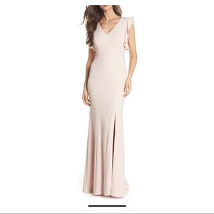 Adrianna Papell Trumpet Bridesmaid Blush Gown